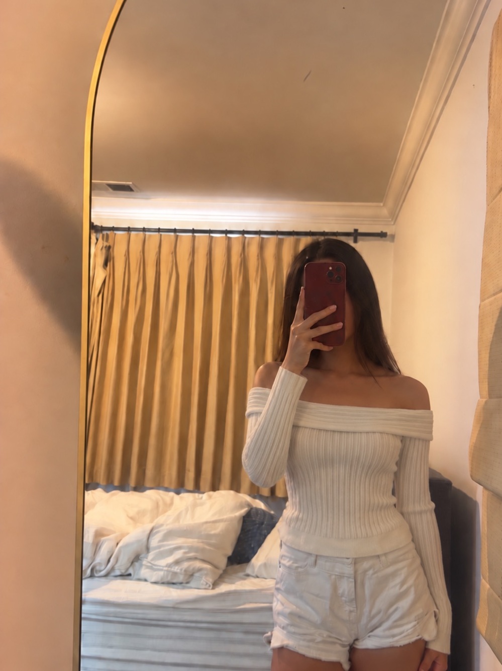 Edikted Cream Ribbed Off-Shoulder Sweater - Picture 2 of 2